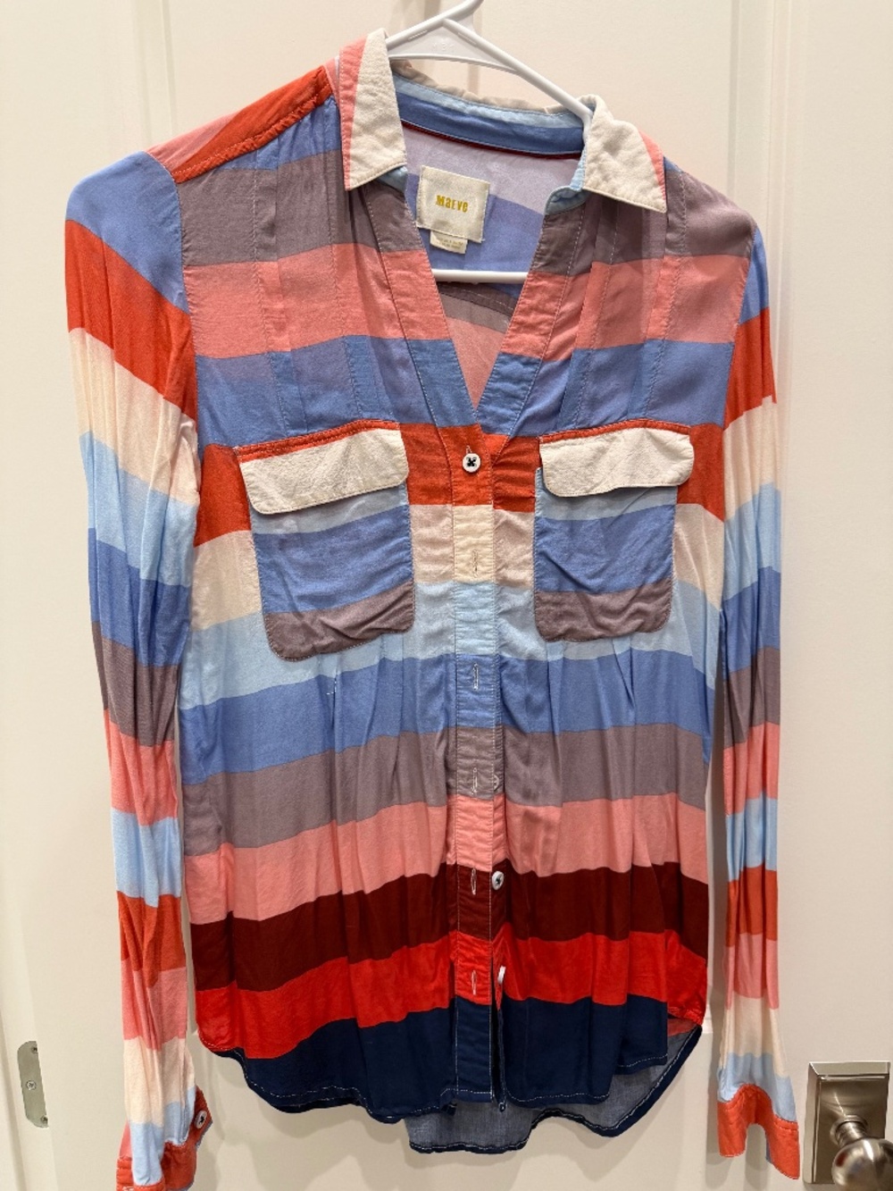 Anthropologie Maeve Striped Button-Front Blouse – Size XS